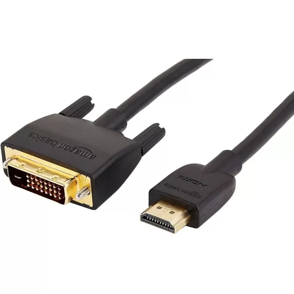imageAmazon Basics HDMIA to DVI Male Adapter Cable BiDirectional 1080P GoldPlated 3 ft09 m Single Pack Black10 ft