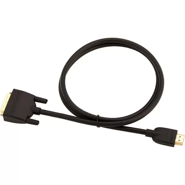 imageAmazon Basics HDMIA to DVI Male Adapter Cable BiDirectional 1080P GoldPlated 3 ft09 m Single Pack Black3 ft
