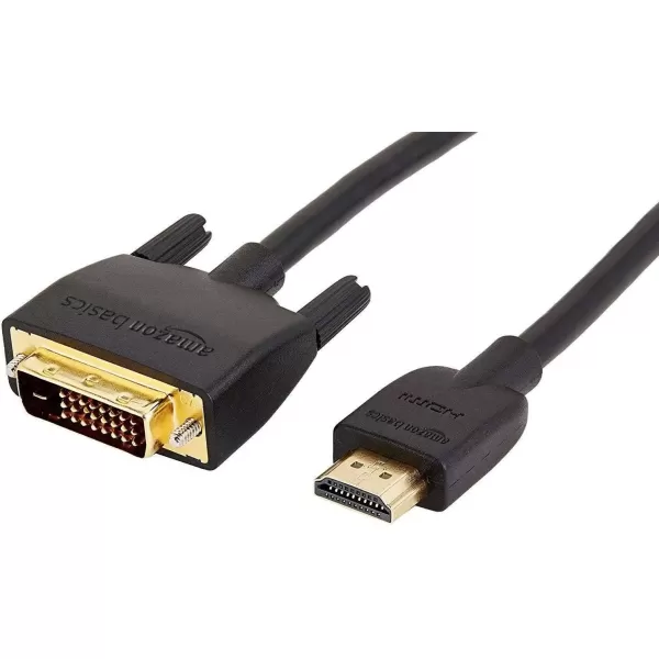 imageAmazon Basics HDMIA to DVI Male Adapter Cable BiDirectional 1080P GoldPlated 3 ft09 m Single Pack Black6 ft