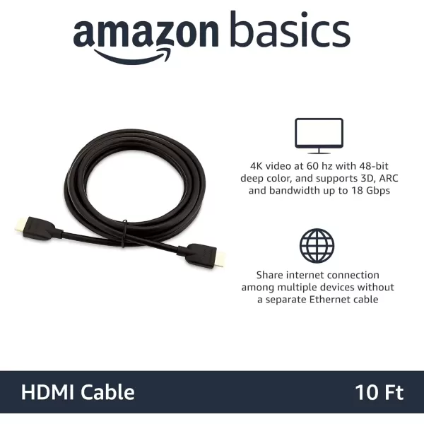 imageAmazon Basics HighSpeed 4K Ultra HD HDMI 20 CableCord 6 feet 1Pack Case of 84 18 Gbps 60 Hz 2160p 48 bit MaletoMale Ethernet Ready 3D Black10 Feet