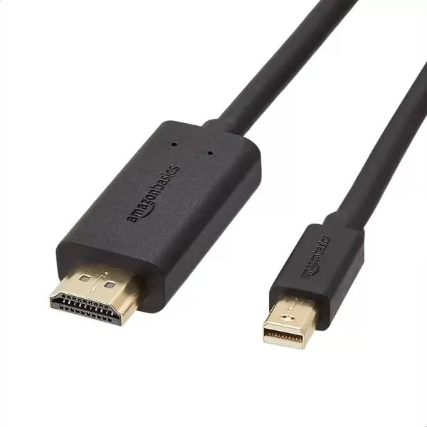imageAmazon Basics Mini DisplayPort Male to HDMI Male Cable 1080p GoldPlated Plugs 6 Foot Black for Personal Computer10Feet