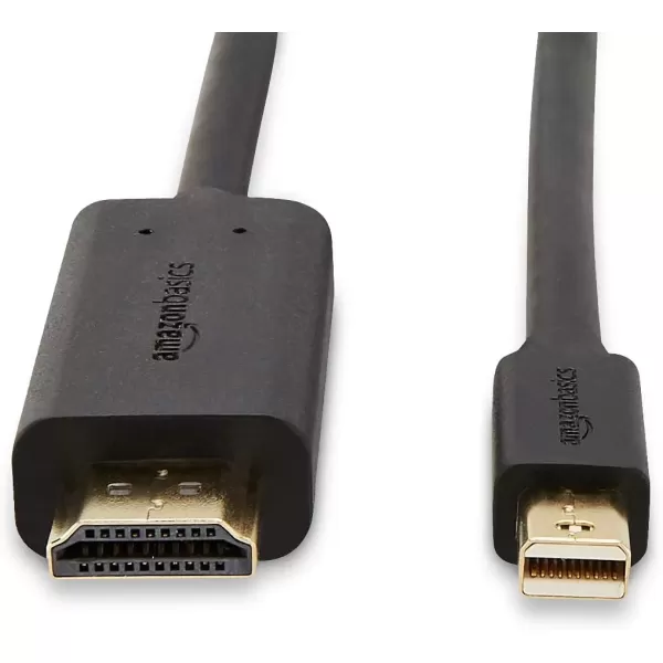 imageAmazon Basics Mini DisplayPort Male to HDMI Male Cable 1080p GoldPlated Plugs 6 Foot Black for Personal Computer10Feet