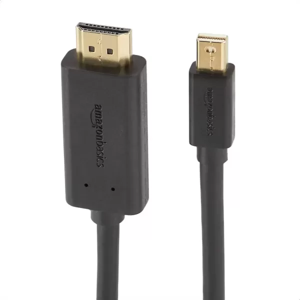 imageAmazon Basics Mini DisplayPort Male to HDMI Male Cable 1080p GoldPlated Plugs 6 Foot Black for Personal Computer10Feet