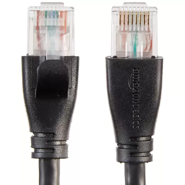 imageAmazon Basics RJ45 Cat6 Ethernet Network Cable for Fast Gaming 1Gbps Transfer Speed Durable GoldPlated Connectors 25 Foot 76 Meters Black10 Foot