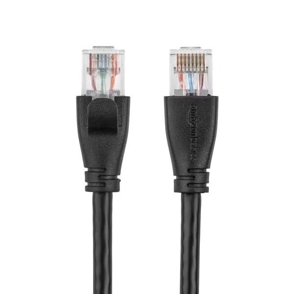 imageAmazon Basics RJ45 Cat6 Ethernet Network Cable for Fast Gaming 1Gbps Transfer Speed Durable GoldPlated Connectors 25 Foot 76 Meters Black10 Foot