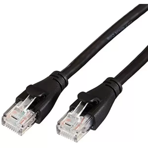 imageAmazon Basics RJ45 Cat6 Ethernet Network Cable for Fast Gaming 1Gbps Transfer Speed Durable GoldPlated Connectors 25 Foot 76 Meters Black14 Foot