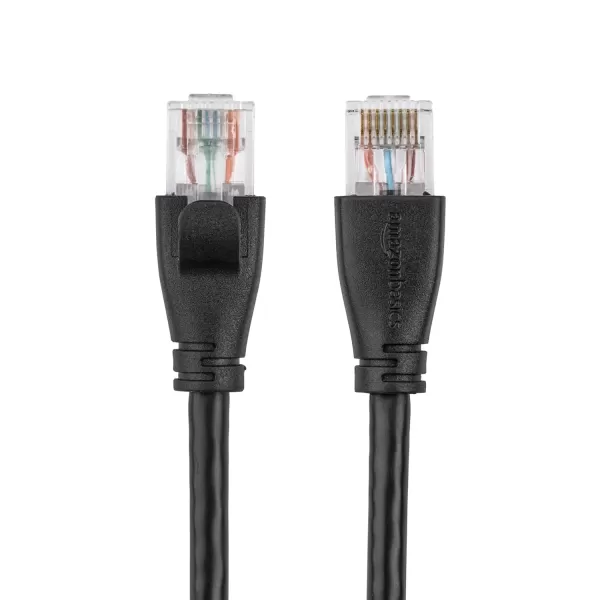 imageAmazon Basics RJ45 Cat6 Ethernet Network Cable for Fast Gaming 1Gbps Transfer Speed Durable GoldPlated Connectors 25 Foot 76 Meters Black50 Foot