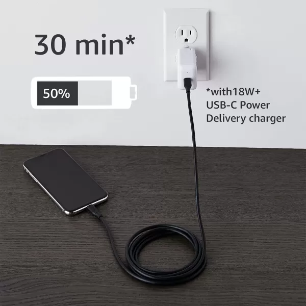 imageAmazon Basics USB20 Type C to Lightning Cable MFi Certified 6 Feet WhiteBlack