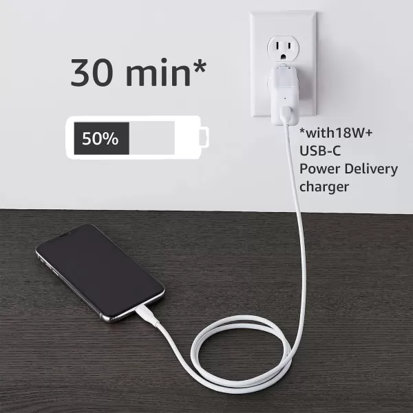 imageAmazon Basics USB20 Type C to Lightning Cable MFi Certified 6 Feet WhiteWhite