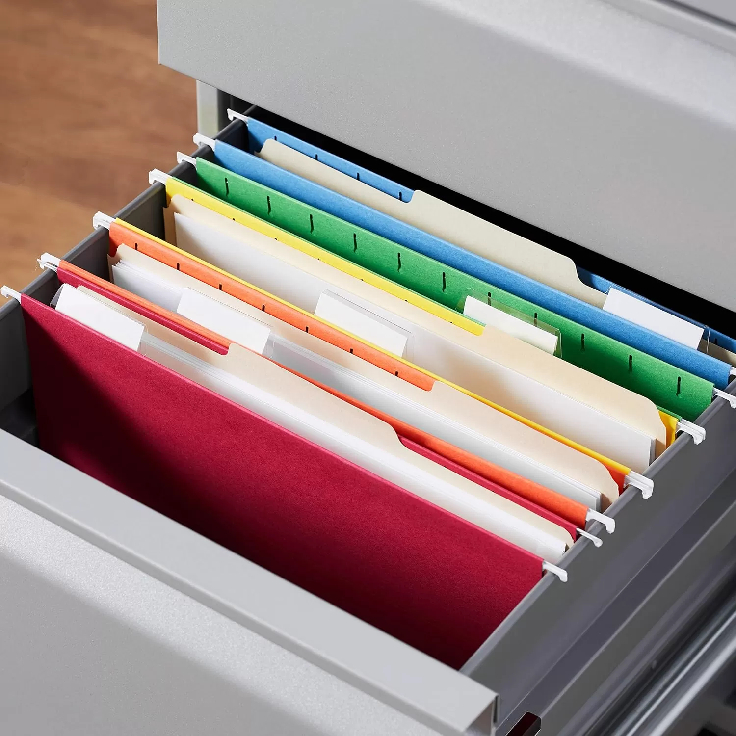 imageAmazon Basics Hanging Organizer File Folder Letter Size Assorted Colors Pack of 25Assorted