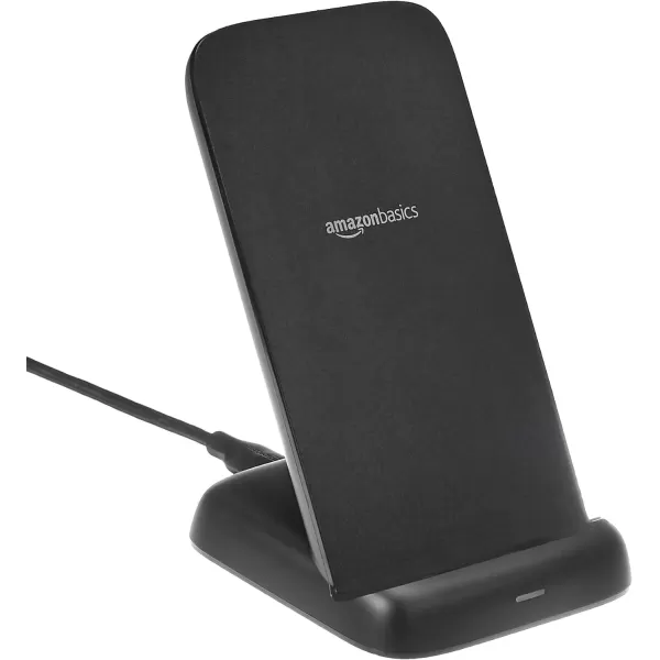 imageAmazon Basics 10W Qi Certified Wireless Charging Stand iPhone 161514131211X Samsung and More with USB Cable No AC Adapter BlackBlack