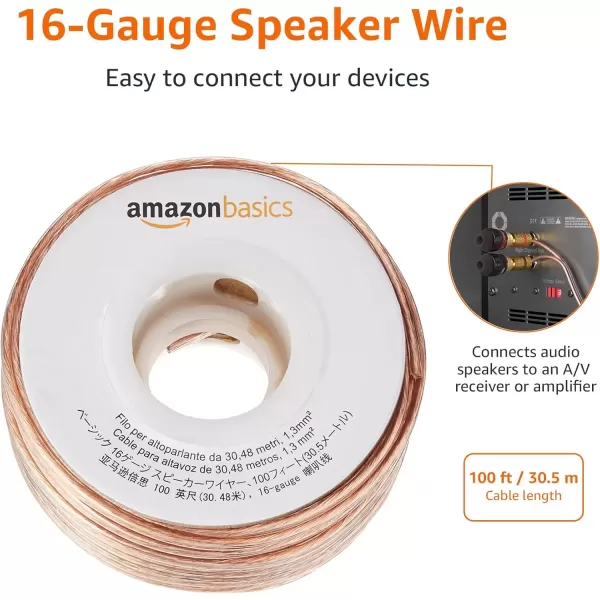 imageAmazon Basics 16Gauge Speaker Wire Cable 50 Feet100 Feet