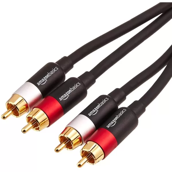 imageAmazon Basics 2 RCA Audio Cable for AmplifierActive Speakers or Subwoofer with GoldPlated Plugs 4 Feet BlackBlack