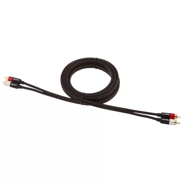 imageAmazon Basics 2 RCA Audio Cable for AmplifierActive Speakers or Subwoofer with GoldPlated Plugs 4 Feet BlackBlack