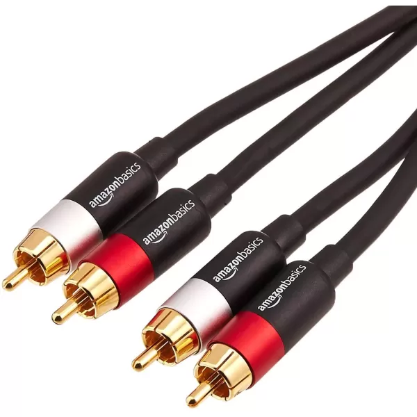imageAmazon Basics 2 RCA Audio Cable for AmplifierActive Speakers or Subwoofer with GoldPlated Plugs 4 Feet BlackBlack