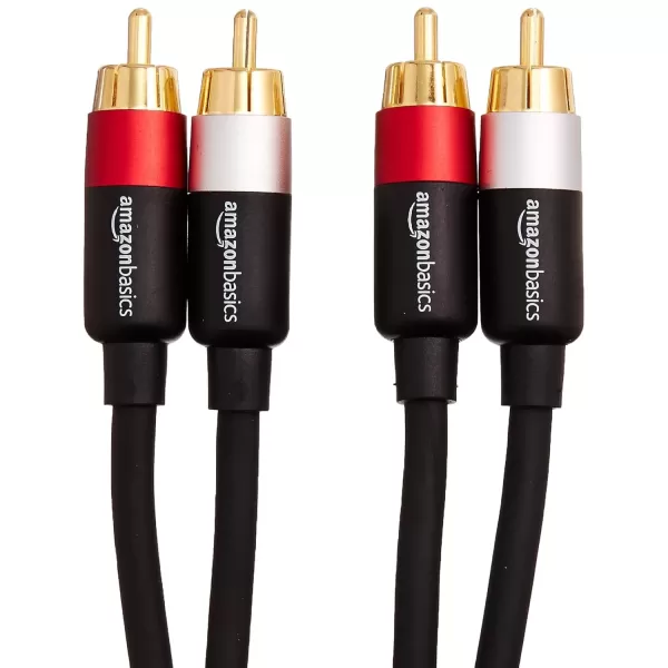 imageAmazon Basics 2 RCA Audio Cable for AmplifierActive Speakers or Subwoofer with GoldPlated Plugs 4 Feet BlackBlack
