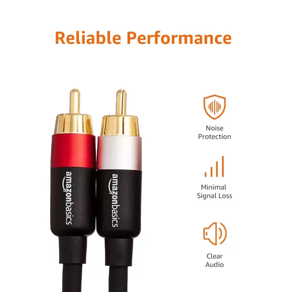 imageAmazon Basics 2 RCA Audio Cable for AmplifierActive Speakers or Subwoofer with GoldPlated Plugs 4 Feet BlackBlack