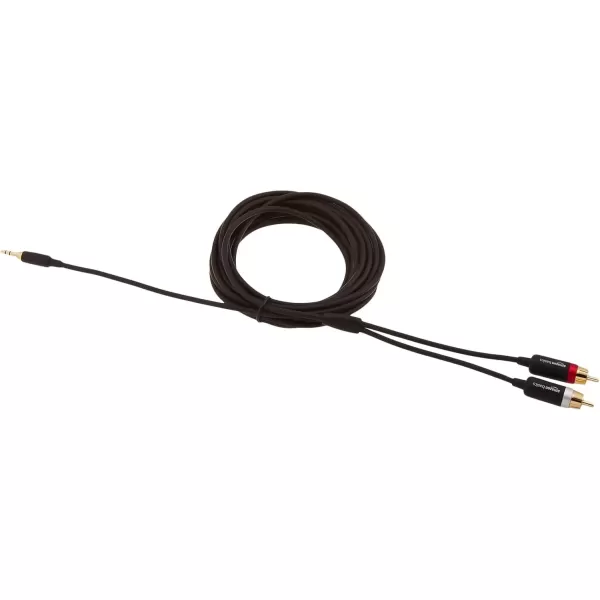 imageAmazon Basics 35 Aux to 2 x RCA Adapters Audio Cable for Amplifiers Active Speakers with GoldPlated Plugs 8 Feet24 m Black15 Feet