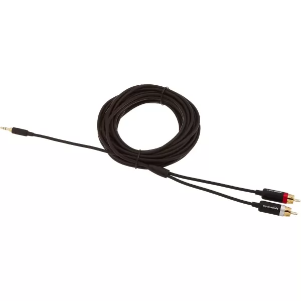 imageAmazon Basics 35 Aux to 2 x RCA Adapters Audio Cable for Amplifiers Active Speakers with GoldPlated Plugs 8 Feet24 m Black25 Feet