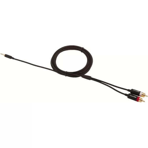 imageAmazon Basics 35 Aux to 2 x RCA Adapters Audio Cable for Amplifiers Active Speakers with GoldPlated Plugs 8 Feet24 m Black8 Feet