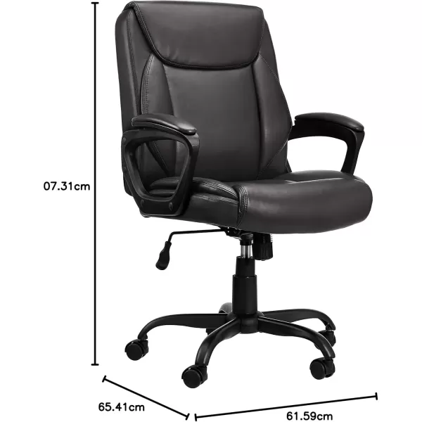 imageAmazon Basics Classic Puresoft PU Padded MidBack Height Adjustable Office Computer Desk Chair with Armrest 26quotD x 2375quotW x 42quotH BlackBlack