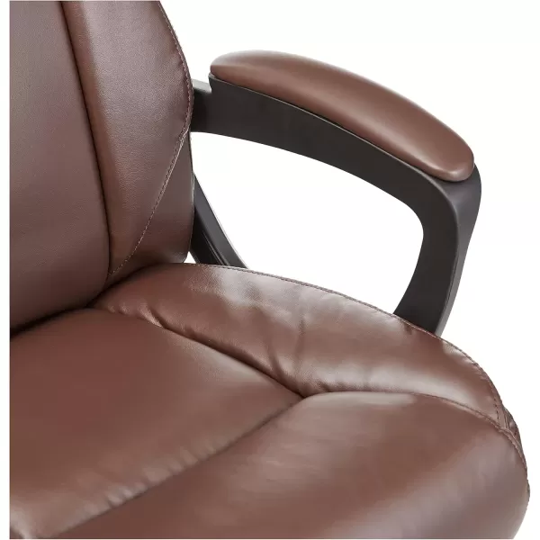 imageAmazon Basics Classic Puresoft PU Padded MidBack Height Adjustable Office Computer Desk Chair with Armrest 26quotD x 2375quotW x 42quotH BlackBrown
