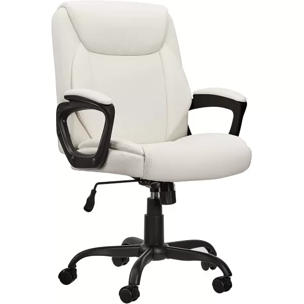 imageAmazon Basics Classic Puresoft PU Padded MidBack Height Adjustable Office Computer Desk Chair with Armrest 26quotD x 2375quotW x 42quotH BlackCream