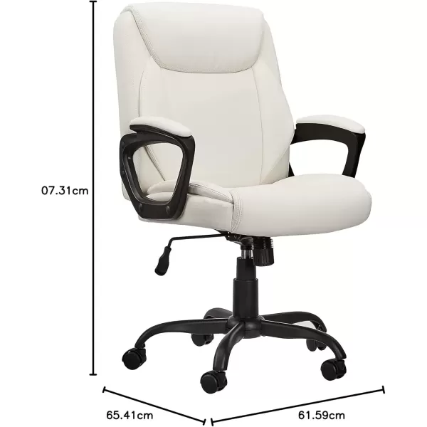 imageAmazon Basics Classic Puresoft PU Padded MidBack Height Adjustable Office Computer Desk Chair with Armrest 26quotD x 2375quotW x 42quotH BlackCream