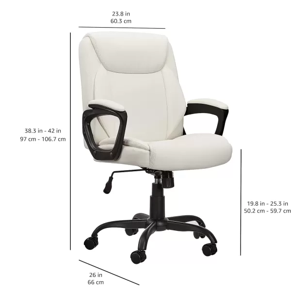 imageAmazon Basics Classic Puresoft PU Padded MidBack Height Adjustable Office Computer Desk Chair with Armrest 26quotD x 2375quotW x 42quotH BlackCream