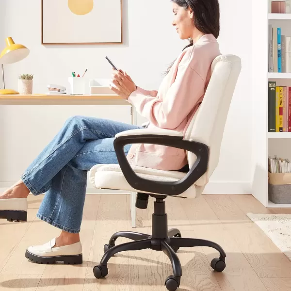 imageAmazon Basics Classic Puresoft PU Padded MidBack Height Adjustable Office Computer Desk Chair with Armrest 26quotD x 2375quotW x 42quotH BlackCream