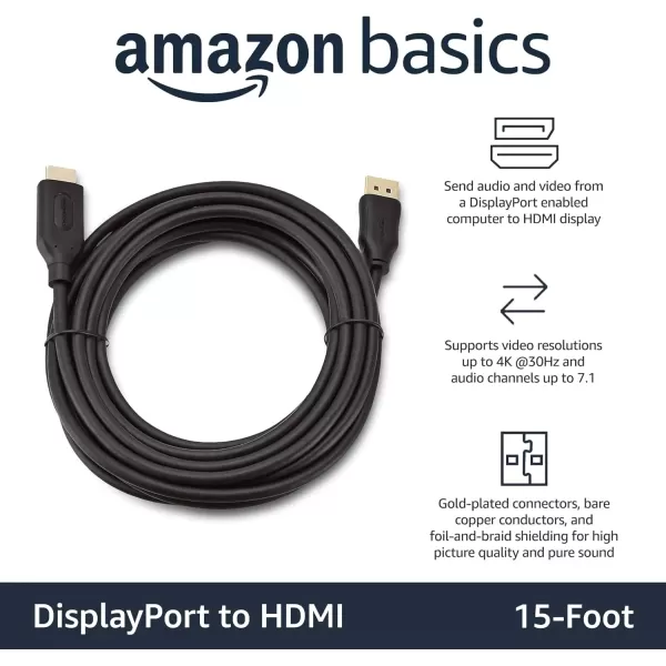 imageAmazon Basics DisplayPort to HDMI Display Cable UniDirectional 6 Foot  Case of 52 Black1Pack