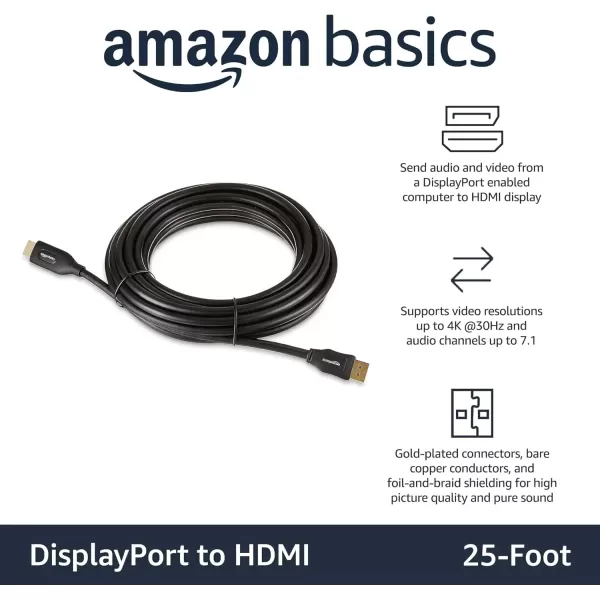 imageAmazon Basics DisplayPort to HDMI Display Cable UniDirectional 6 Foot  Case of 52 Black1Pack