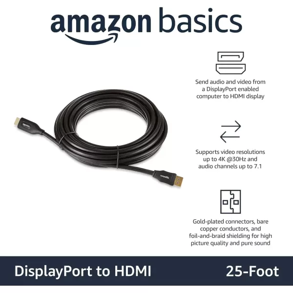 imageAmazon Basics DisplayPort to HDMI Display Cable UniDirectional 6 Foot  Case of 52 Black5Pack