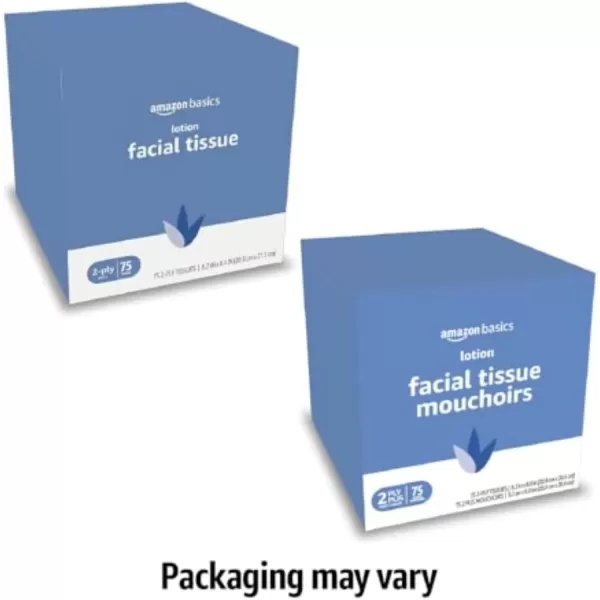imageAmazon Basics Facial Tissue with Lotion 2Ply 300 Count 4 Packs 75 Packaging may vary75 Count Pack of 12