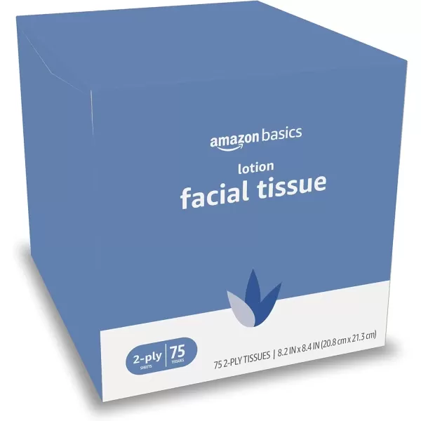 imageAmazon Basics Facial Tissue with Lotion 2Ply 300 Count 4 Packs 75 Packaging may vary75 Count Pack of 4