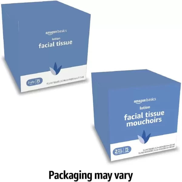 imageAmazon Basics Facial Tissue with Lotion 2Ply 300 Count 4 Packs 75 Packaging may vary75 Count Pack of 4