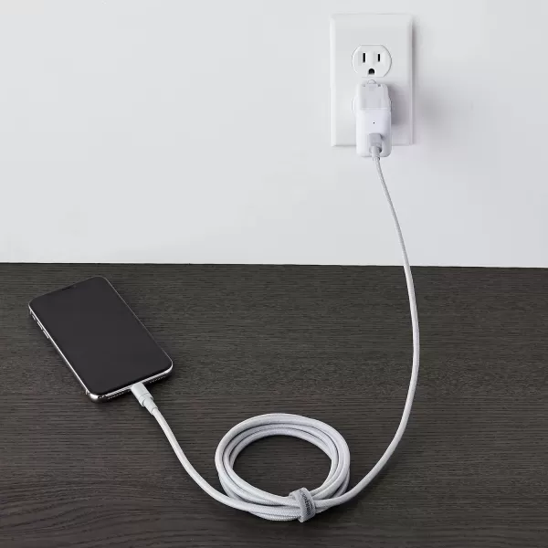 imageAmazon Basics Fast Charging USBC to Lightning iPhone Charger Cable Nylon Braided Cord MFi Certified Compatible Charger for Apple iPhone 14 13 12 11 X Xs Pro Pro Max Plus iPad 6 Foot Dark GraySilver