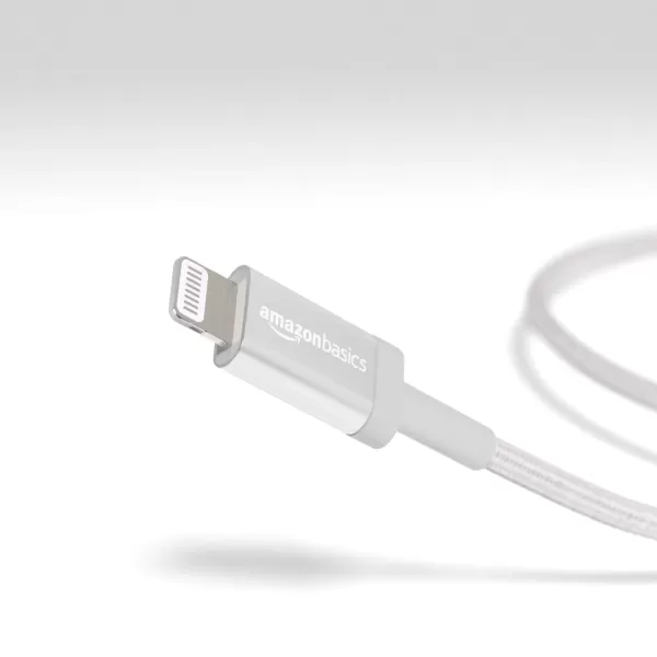 imageAmazon Basics Fast Charging USBC to Lightning iPhone Charger Cable Nylon Braided Cord MFi Certified Compatible Charger for Apple iPhone 14 13 12 11 X Xs Pro Pro Max Plus iPad 6 Foot Dark GraySilver