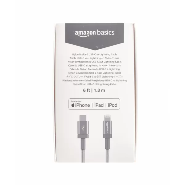 imageAmazon Basics Fast Charging USBC to Lightning iPhone Charger Cable Nylon Braided Cord MFi Certified Compatible Charger for Apple iPhone 14 13 12 11 X Xs Pro Pro Max Plus iPad 6 Foot Dark GrayDark Gray