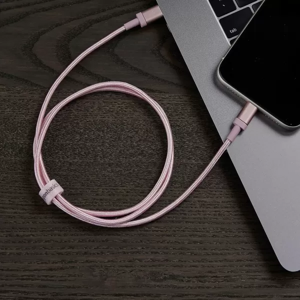 imageAmazon Basics Fast Charging USBC to Lightning iPhone Charger Cable Nylon Braided Cord MFi Certified Compatible Charger for Apple iPhone 14 13 12 11 X Xs Pro Pro Max Plus iPad 6 Foot Dark GrayRose Gold