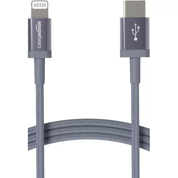 imageAmazon Basics Fast Charging USBC to Lightning iPhone Charger Cable Nylon Braided Cord MFi Certified Compatible Charger for Apple iPhone 14 13 12 11 X Xs Pro Pro Max Plus iPad 6 Foot Dark GrayDark Gray