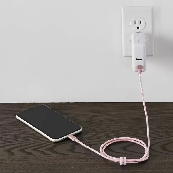imageAmazon Basics Fast Charging USBC to Lightning iPhone Charger Cable Nylon Braided Cord MFi Certified Compatible Charger for Apple iPhone 14 13 12 11 X Xs Pro Pro Max Plus iPad 6 Foot Dark GrayRose Gold