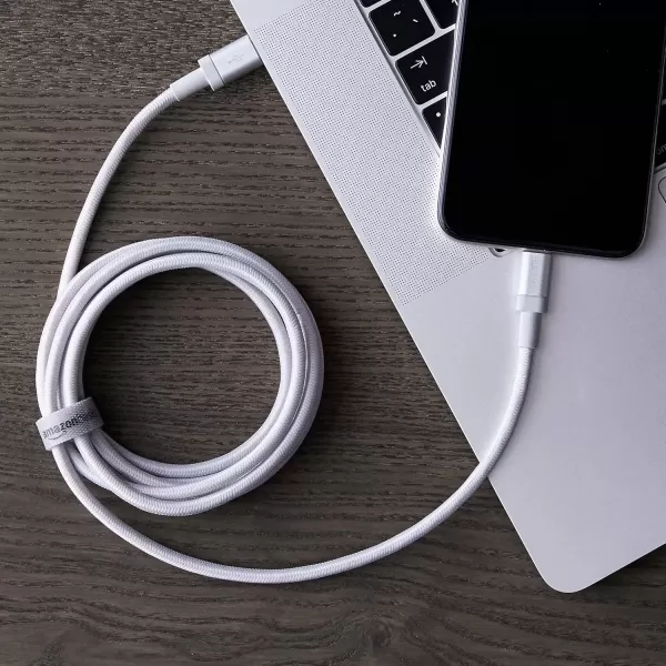 imageAmazon Basics Fast Charging USBC to Lightning iPhone Charger Cable Nylon Braided Cord MFi Certified Compatible Charger for Apple iPhone 14 13 12 11 X Xs Pro Pro Max Plus iPad 6 Foot Dark GraySilver