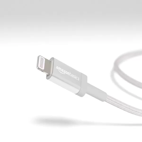 imageAmazon Basics Fast Charging USBC to Lightning iPhone Charger Cable Nylon Braided Cord MFi Certified Compatible Charger for Apple iPhone 14 13 12 11 X Xs Pro Pro Max Plus iPad 6 Foot Dark GraySilver