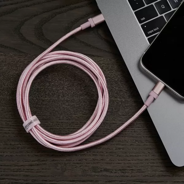 imageAmazon Basics Fast Charging USBC to Lightning iPhone Charger Cable Nylon Braided Cord MFi Certified Compatible Charger for Apple iPhone 14 13 12 11 X Xs Pro Pro Max Plus iPad 6 Foot Dark GrayRose Gold