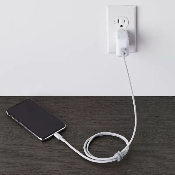 imageAmazon Basics Fast Charging USBC to Lightning iPhone Charger Cable Nylon Braided Cord MFi Certified Compatible Charger for Apple iPhone 14 13 12 11 X Xs Pro Pro Max Plus iPad 6 Foot Dark GraySilver