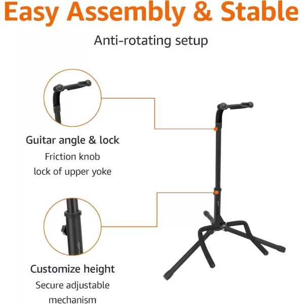 imageAmazon Basics Foldable Padded Guitars Stand for Acoustic Electric Bass and Banjos Sturdy and Portable Black