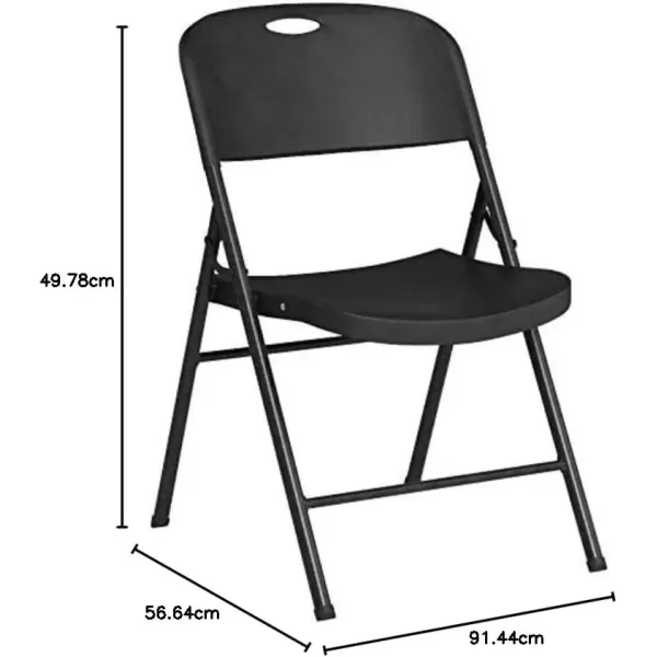 imageAmazon Basics Foldable Portable Sturdy Folding Plastic Chair 350Pound Capacity Black 2PackBlack