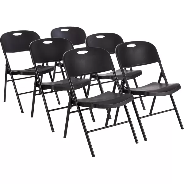 imageAmazon Basics Foldable Portable Sturdy Folding Plastic Chair 350Pound Capacity Black 2PackBlack