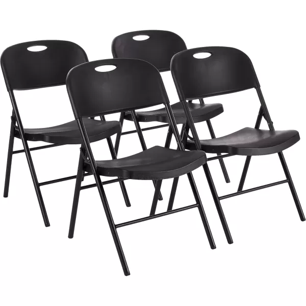 imageAmazon Basics Foldable Portable Sturdy Folding Plastic Chair 350Pound Capacity Black 2PackBlack